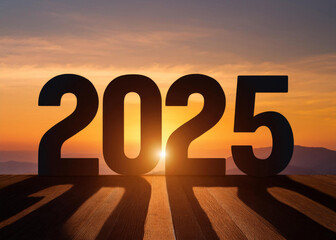Breathtaking Sunset with 2025 Silhouette: Embracing the Futurege