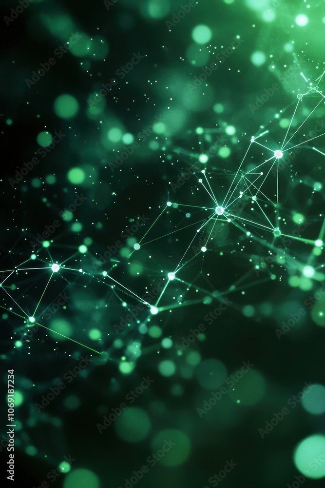 Poster futuristic tech abstract background featuring green and white digital designs. generative ai