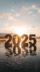 Dawn of 2025: Sunrise Reflections Over Tranquil Waters