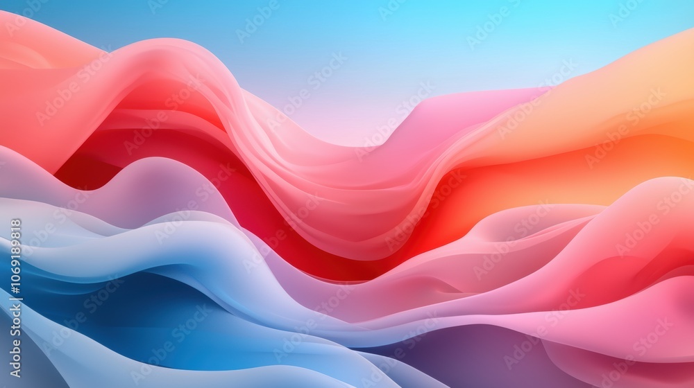 Aufkleber abstract colorful wave patterns in pink, red, and blue tones. digital 3d rendering background for mo
