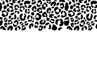 New modern leopard black and white background. Ornament of stylized animal skin. Abstract geometric vector illustration for leaflet, banner, website, poster, card, postcard, wallpaper. Copy space