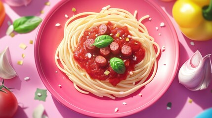 Homemade chili garlic pasta topped with savory sausage ideal for a comforting meal