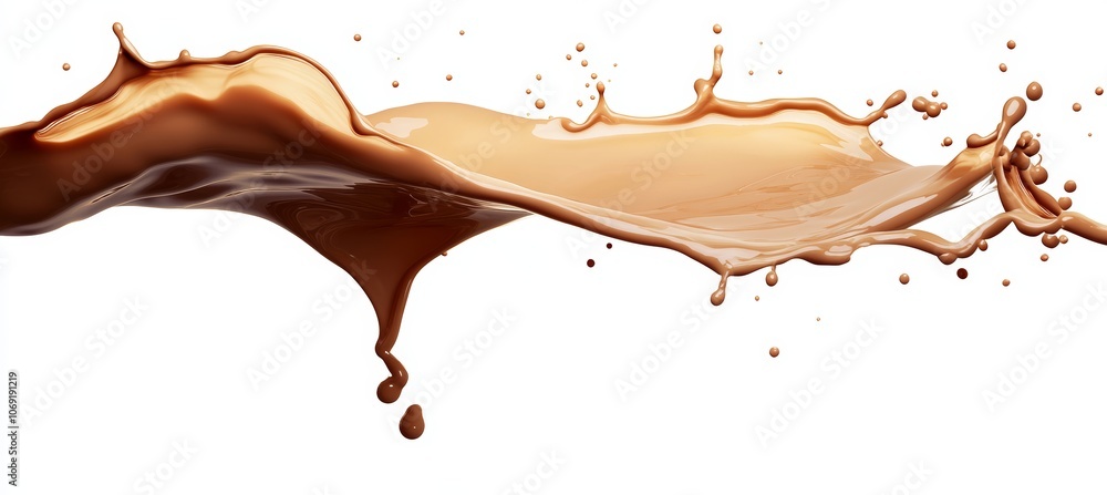 Poster dynamic splash of chocolate milk isolated on a white background with clipping path included.