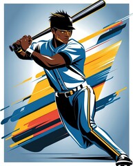 Dynamic Baseball Player Illustration Capturing the Excitement of Sports Action