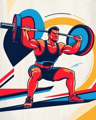 Dynamic Strength Training Poster Featuring a Bodybuilder Lifting Weights with Power