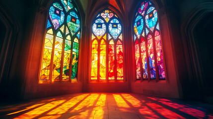 Obraz premium Beautiful bright and colourful stained glass window