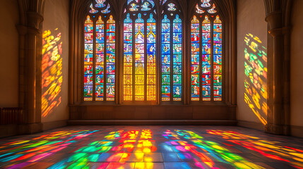 Beautiful bright and colourful stained glass window