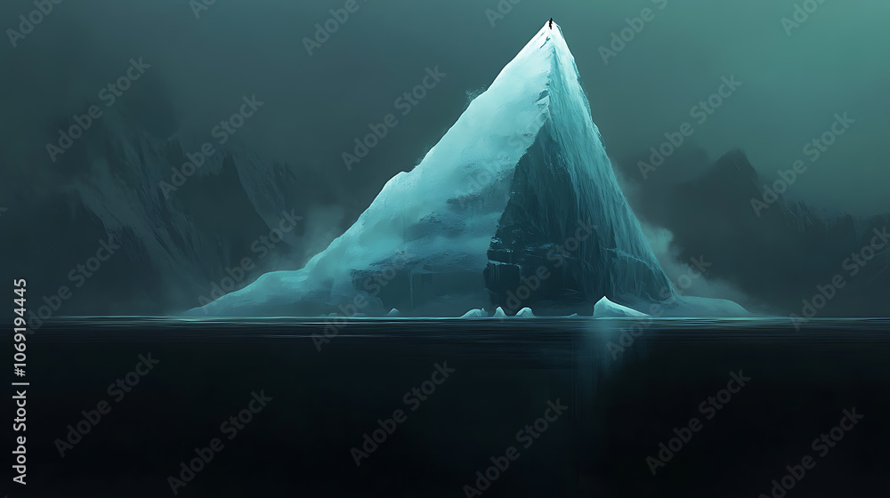 Aufkleber Concept of an iceberg with only the tip visible above the water, symbolizing the hidden and unseen aspects that lie beneath the surface