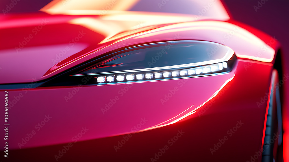 Poster Detail on the front of a generic and unbranded modern car