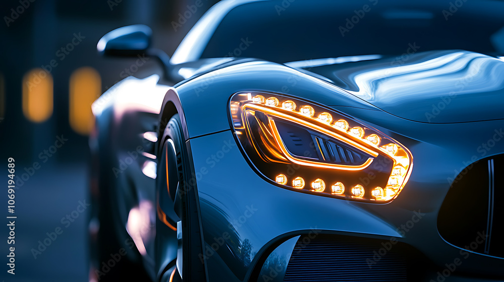 Poster detail on the front of a generic and unbranded modern car