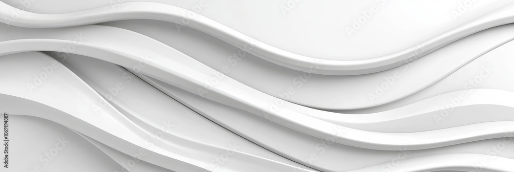 Poster abstract minimal white background with smooth wavy lines, elegant flowing curved shapes, 3d render