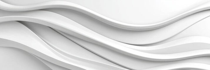Obraz premium Abstract Minimal White Background With Smooth Wavy Lines, Elegant Flowing Curved Shapes, 3D Render