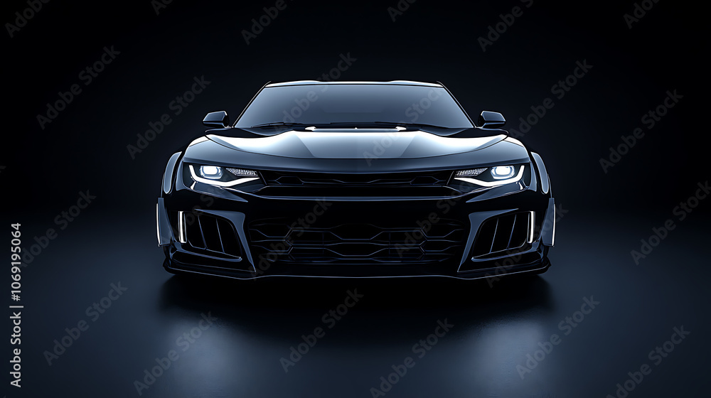 Poster front view of a generic and brandless red modern sport car