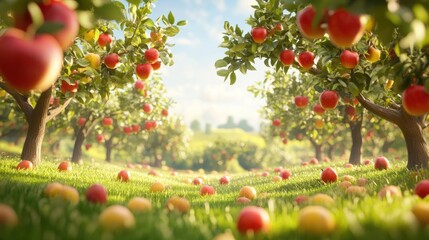 Old fruit tree orchard featuring apple pear and plum trees cultivated under organic farming practices showcasing sustainable agricultural methods