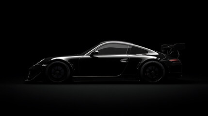 Generic and unbranded black sport car isolated on a dark background
