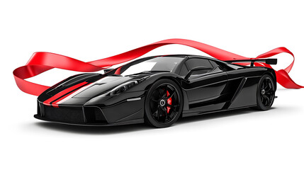 Generic and brandless black modern sport car with ribbon
