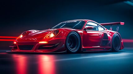 Generic and unbranded sport car on a dark background