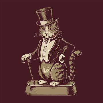 recommend clip art: vintage retro cat t shirt design