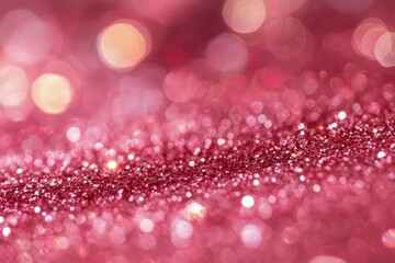Sparkling pink glitter background with soft bokeh lights in a dreamy setting at sunset