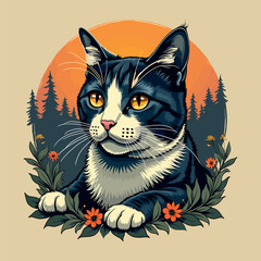 vintage retro cat t shirt design