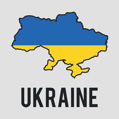 Obraz premium Map of Ukraine in the colors of the Ukrainian flag. Vector on a gray background