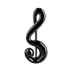 Obraz premium Black music symbol treble clef in sleek design on transparent background
