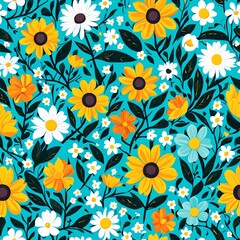 Obraz premium Perfect for a calming wallpaper design, this delicate floral design with a repeating pattern, delicate line work, light color palette