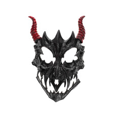 Naklejka premium mask and red devil horns isolated on white background
