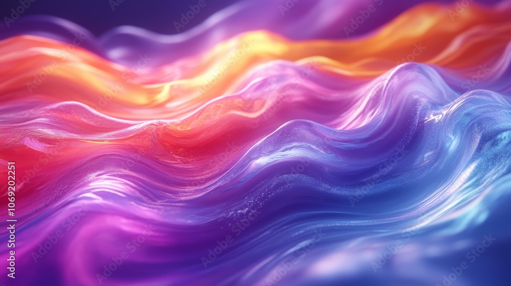 Wall mural abstract vibrant colorful waves with dynamic light and smooth texture
