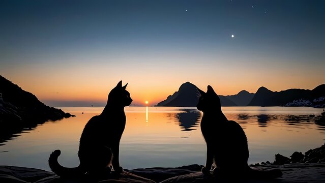 The cats silhouette and the universe.
