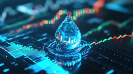 Water utilities sector performance with water drop icon and market trends