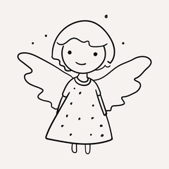 Elf, Fairy, Girl. Christmas hand drawn whimsical line art icons 2