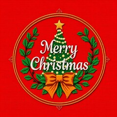 A picture of a Merry Christmas wreath. Created with Generative AI technology