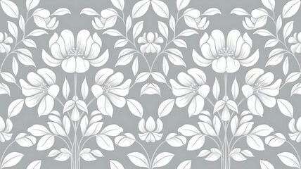 Elegant Floral Wallpaper Pattern in White Minimalist Design for a Sophisticated and Serene Aesthetic
