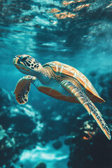 Fototapeta premium green sea turtle swimming