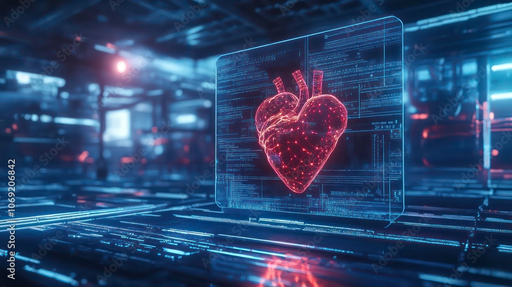 Poster monitoring with chip capsule artificial intelligence of heart health and pulse management. concept a