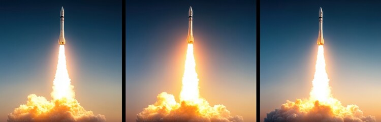 Powerful rocket launch into the sky