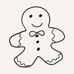 Gingerbread Man, Christmas Cookies 2. Christmas hand drawn whimsical line art icons 2