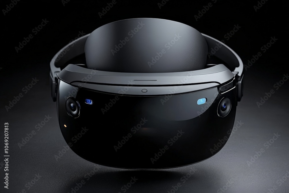 Poster sleek vr headset on dark background symbolizing modern design virtual experience and high tech funct