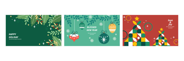 Festive Christmas Banners Featuring Christmas Element Design