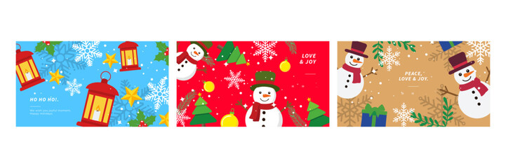 Colorful Christmas Cards Featuring Decorated Element