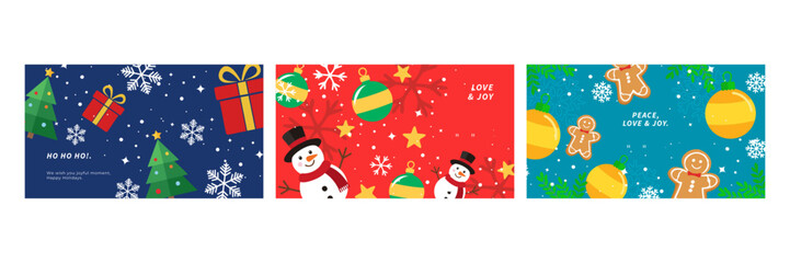 Festive Christmas Illustrations with Holiday Messages and Decorations