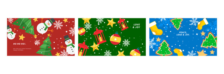 Festive Christmas Greeting Cards With Holiday Decorations