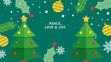 Colorful Christmas Card With Love Joy Message. Perfect for holiday greetings and seasonal decorations