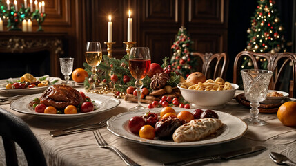 Naklejka premium christmas table setting
