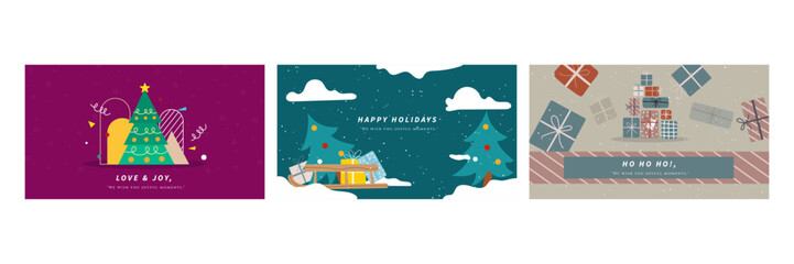 Festive Christmas Cards Illustrations. Perfect for spreading joy and happiness during the holiday season