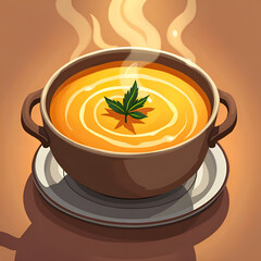 A warm bowl of comforting soup invites you to savor every bite and enjoy the moment, digital art of food illustration concept.