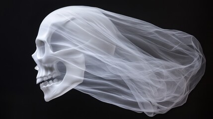 Fototapeta premium Ghostly skull silhouette shrouded in ethereal veil