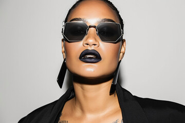 Obraz premium a modern woman with stylish futuristic eyewear