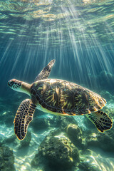 turtle swimming in the sea